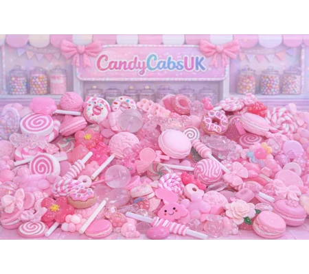 50 Pcs Pink Mixed Candy Resin & Clay Lollipop Sweets Fake Flatback Food Cabochon