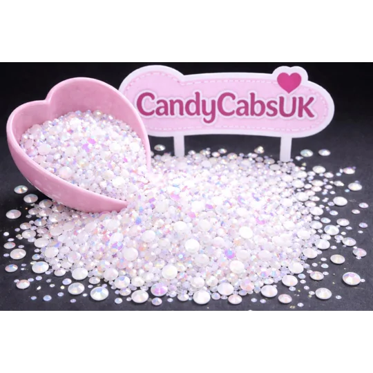 Crystal White AB Sparkle Mixed 1000pc Acrylic Resin JELLY Rhinestone Gems Nail