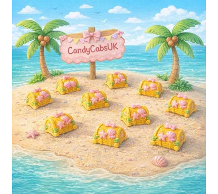 5 Pcs Pirates Treasure Chest Desert Island Resin Flatback Cabochon