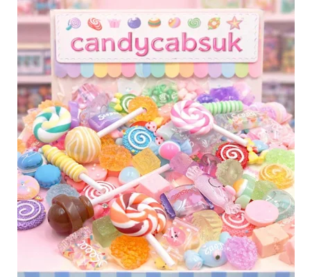 50 Pcs Cute Candy Land FAKE Sweets Food Lollypops Lollipops Kawaii Flatback 3D Cabochon Clay Resin