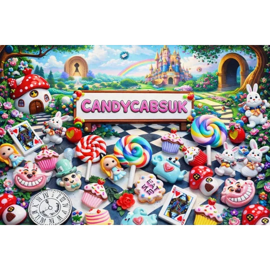 20 Pcs Wonderland Mixed Resin Clay Wood Flatback & 3D Cabochons Craft Playing Cards Eat Me Cake Cat