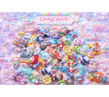 50 Pcs Mixed Circus Fun Clown Jester Big Wheel Fairground Cartoon Resin Flatback