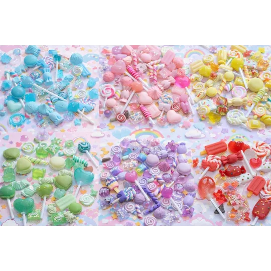 50 Pcs Candy Resin Clay Lollipop Sweets Fake 3D And Flatback Food Charms Cabochon DIY Choose Colour