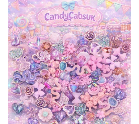 50 Pcs Mixed Tiny Pink Bows Flowers Bear Shells Nail Art Charms Resin Craft DIY
