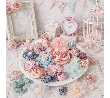 10 Pcs Smaller size Shabby Chic Pastel Faux Silk Satin Fabric Flowers