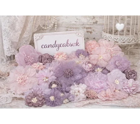 20 Pcs Lilac Mauve Pink Colours Shabby Chic Faux Silk Satin Fabric Flowers