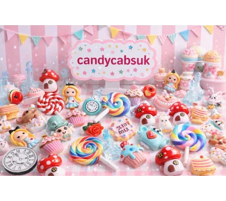20pc Wonderland Mixed Resin Clay Wood Flatback & 3D Cabochons Craft Charms Playing Cards Eat Me Cake