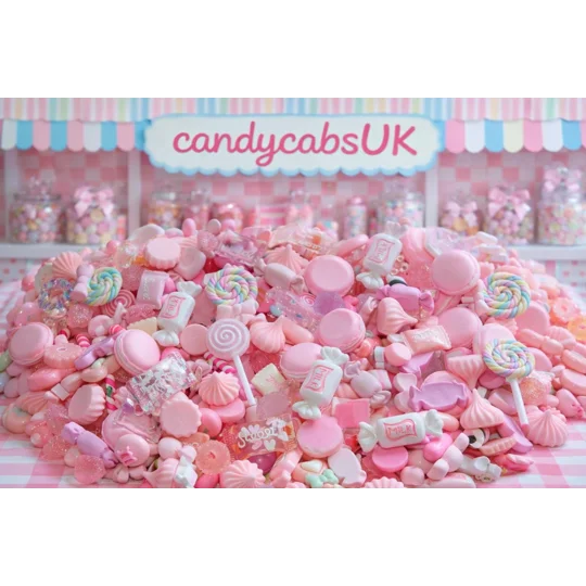 50 Pieces Girlie Pink & White Mix FAKE Food Prop Display Candy Resin Flatback Cabochons Sweets