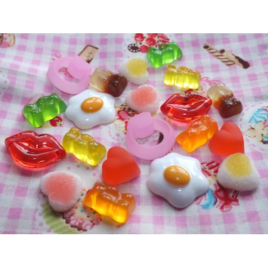 20 Pcs SO Realistic Prop Display FAKE Candy Gum Sweets Treats Old Skool Mix Resin Cabochons Not Edib