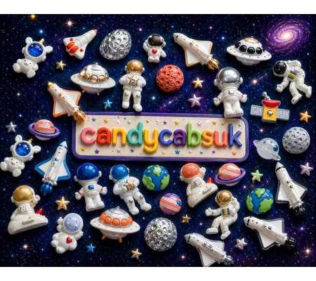20 Pcs Mixed Space Man Rocket Astronaut Planet Earth Moon Mars Saturn UFO Resin Flatback Charms Cabo