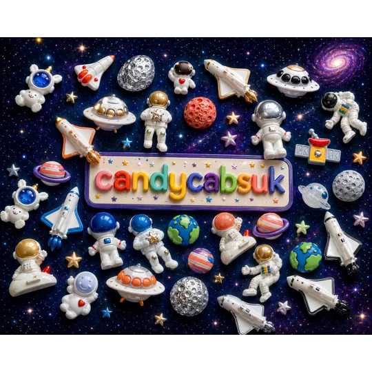 20 Pcs Mixed Space Man Rocket Astronaut Planet Earth Moon Mars Saturn UFO Resin Flatback Charms Cabo