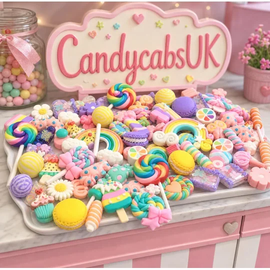 20Pcs Rainbow Candy Mixed FAKE Sweets Lollipop Macaroon Resin & Clay Flatback 3D Cabochon