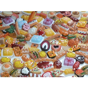 Mixed Resin Fake Junk Food Flatback 3D burgers hot dog cakes bread sushi baguette pizza biscuit corn
