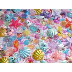 Mixed Glitter Under the sea Mermaid Tails Starfish Shells Seahorse Turtle Dolphin Flatback Cabochon