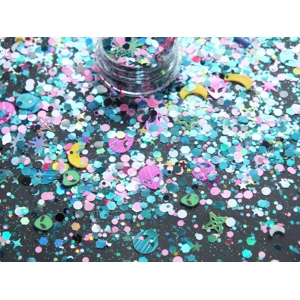 20g Bag Space Man Moon Stars Alien Slime Filler Polymer Clay Holo Nail Art Sequins Glitter