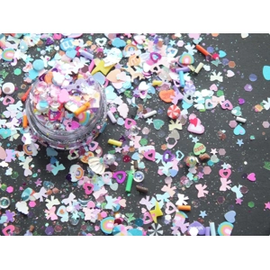 20g Bag Rainbow Candy Unicorn Bows Hearts Sprinkles Slime Filler Polymer Clay Holo Nail Art Sequins
