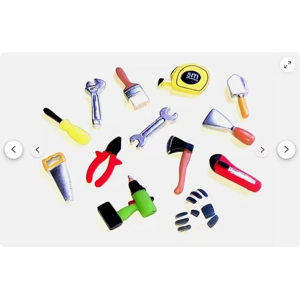 13 Piece TINY Resin Toy TOOL Set Hammer Wrench Spanner Saw Gloves Drill Kids Craft DIY Fun Play Time