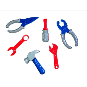 6 Piece Plastic Toy TOOL Set Hammer Wrench Spanner Kids Craft DIY Fun Play Time