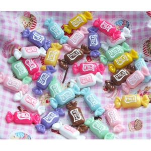 10 Pieces Mixed Colours Fake Wrapped Sweeties Bon Bons Sweets Candy Resin Cabochon 40mm