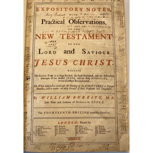 New Testament, Burkitt’s Testament, 1753 Rare, Expository Notes Observations