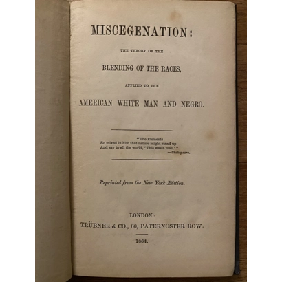 Miscegenation, 1864 Pamphlet