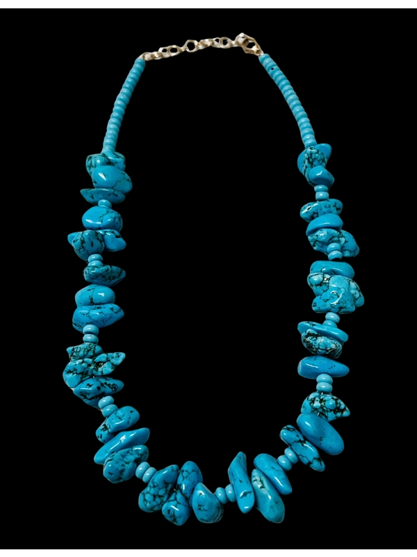 Native American Jewelry Single Strand Turquoise Nugget Necklace