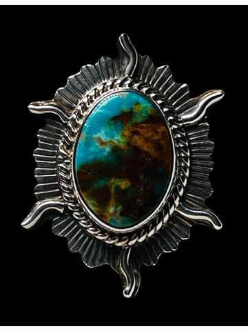 Native American Jewelry Sterling Silver Turquoise Sunburst Ring