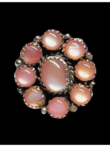 Navajo Native American Jewelry Sterling Silver Pink Shell Ring