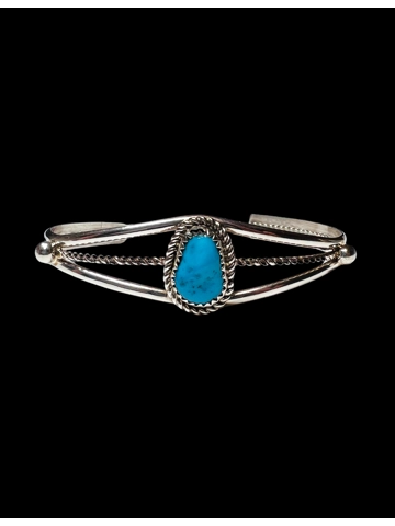 Native American Jewelry Navajo Sterling Silver Teardrop Turquoise Cuff Bracelet