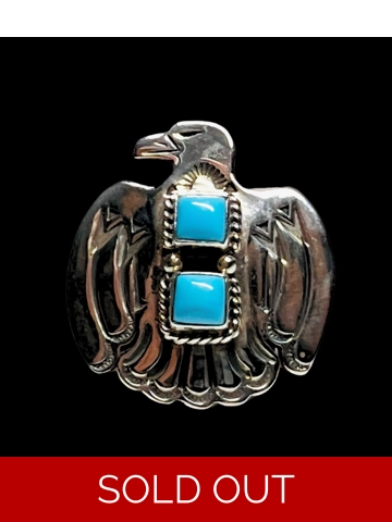 Native American Jewelry Sterling Silver Turquoise Thunderbird Ring