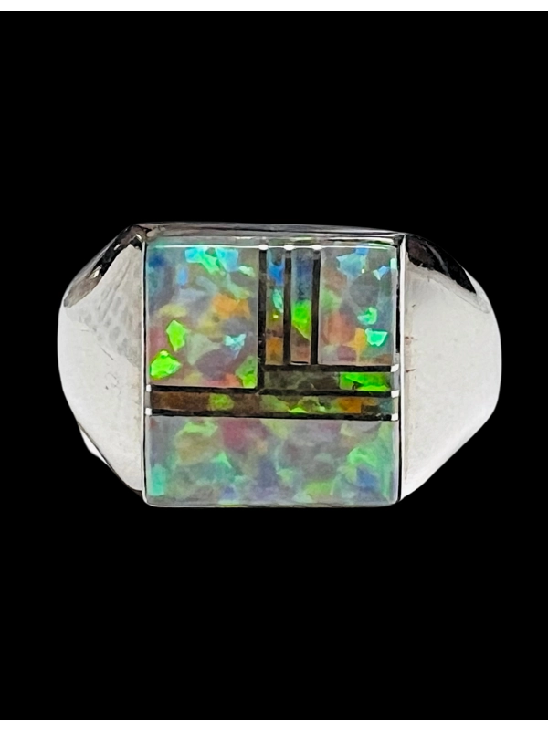 Native American Jewelry Sterling Silver Opal Inlay Ring