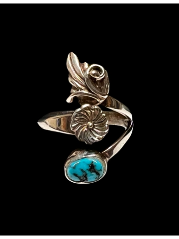 Navajo Native American Jewelry Sterling Silver Adjustable Turquoise Ring