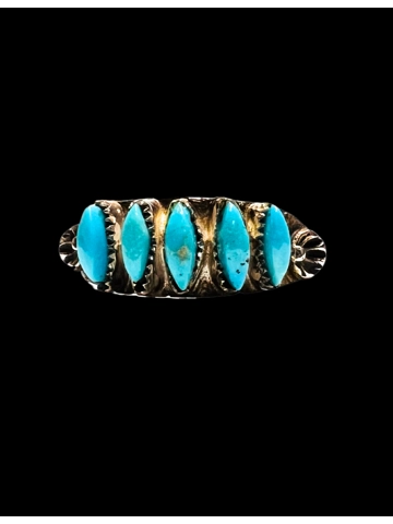 Native American Jewelry Sterling Silver Petit Point Turquoise Ring