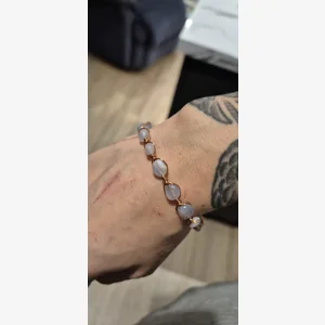 Copper and lace agate bracelet