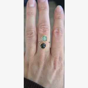 Bloodstone and Aventurine wire ring