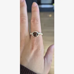 Bloodstone silver plated copper ring