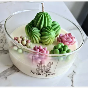 Succulent garden candle