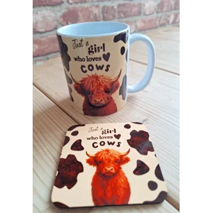 'Just a girl who loves cows' Mug & Coaster