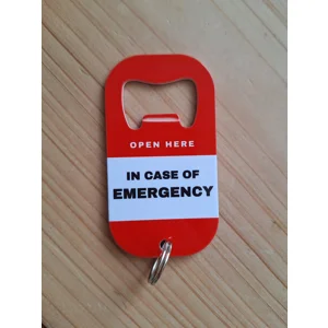 'In Case of Emergency' Bottle Opener Keyring