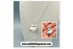 White Pearl Turbo Shell Pendant and Necklace, Silver 925, 18" Snake Chain, Adjustable