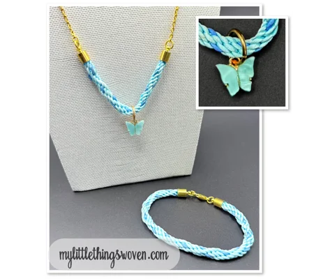 Butterfly Jewellery Set, Blue/Gold