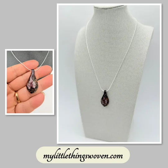 Murano Glass Drop Pendant & Necklace, Real Silver 925 Snake Chain