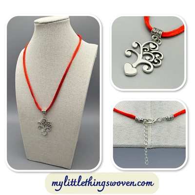Tree of Hearts Silver Pendant & Cord Necklaces in a choice of colours