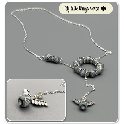 Light Steel/Grey Asymmetrical Necklace/Pendant - Sterling Silver