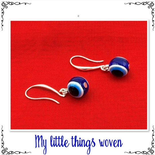Real Silver Evil Eye Dangle Earrings