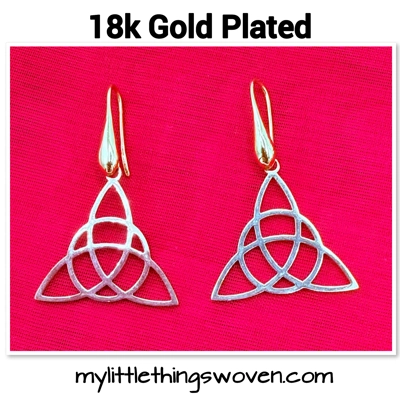 Gold Celtic Trinity Knot Earrings Irish 18k gold plated