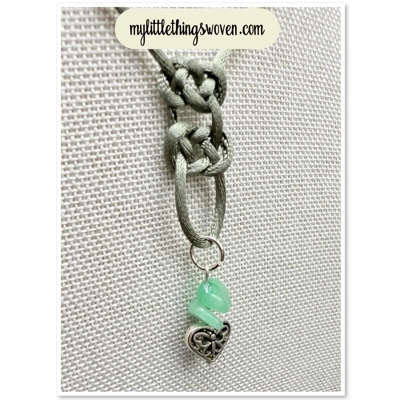 Double Celtic Knot Green Aventurine Pendant & Necklace, Heart Charm, Handmade Double Celtic Knot Green Aventurine Pendant & Necklace, Heart Charm, Handmade