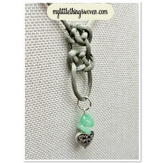 Double Celtic Knot Green Aventurine Pendant & Necklace, Heart Charm, Handmade