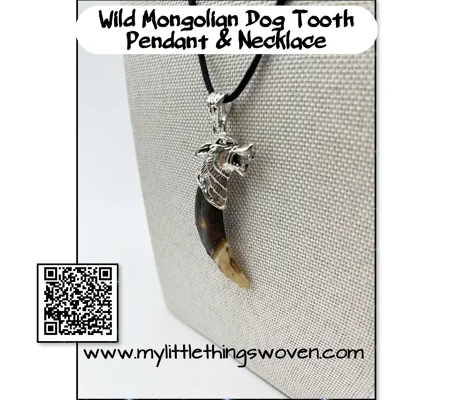 Real Dog Tooth Wolf Pendant & Necklace 20" Long Antique Silver