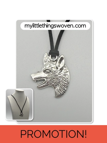 Men's Silver Wolf Head Pendant/Necklace - Real Leather Corded - Black